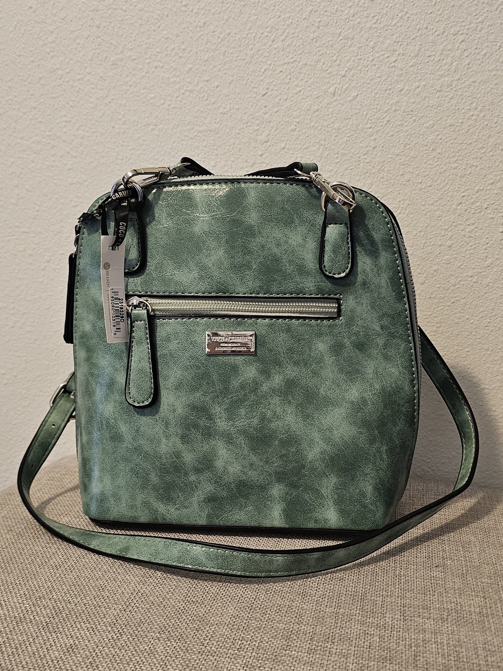 Coco + Carmen Distressed Green Crossbody Bag